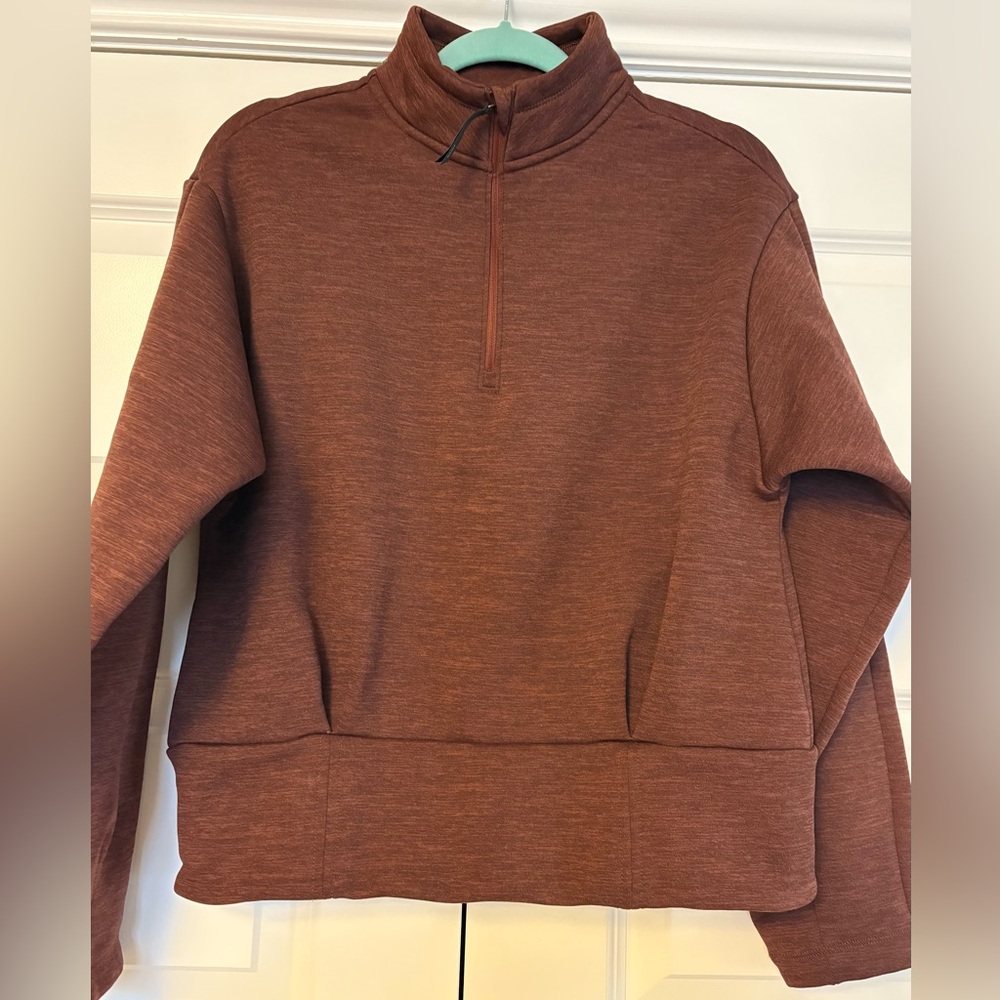 Athleta ~ Altitude 1/2 Zip Sweatshirt ~ Small ~ Mahogany Heather ~ NWOT